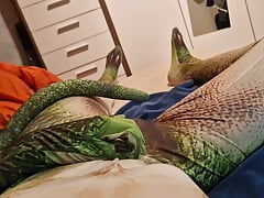 Young masturbates POV in dragon costume until he spreads his load on the cloth
