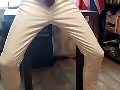 Handjob in white jeans