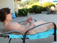 NEXT DOOR STUDIOS - Sleek defined first-timer masturbating penis outdoors