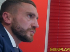 Suit and tie worker has his ass railed after sucking cock