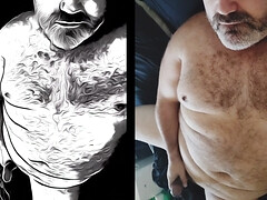 80's inspired sexy chubby daddy jerk off and massive cumshot PMV