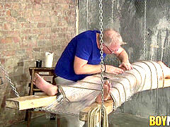 Kinky maledom draining off younger man sausage which he hungers for