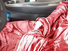 Masturbation Cum Wearing Red Satin Mukenah