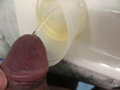 Peeing into cup