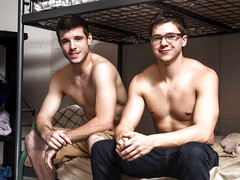 Teen students in the bedroom having anal sex in doggy