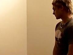 Blond lil twink sucks cock while spanked