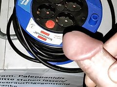 naughty cumshot on someone else's property in Basemant