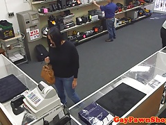 Pawnshop thief cocksucks broker to repay him