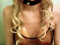 Sissy in Bunny Ears Plays with Black Faux-cock