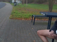 German Parent Stroking Outdoor