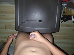 Young Latino jerking off with alot of cum on cock and NUTTED A BIG LOAD!!!