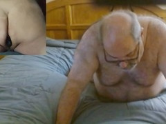 Getting off, masturbation toy, grandpa cock
