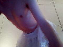 slutty twink shows of skirt