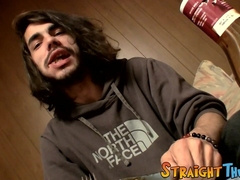 Shaggy straight dude shows his twink ways while wanking