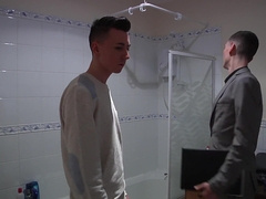 Uber-Cute twunk amateurs Riley Jordon and Scott Williams pummel