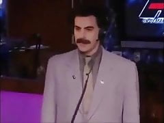 Borat kisses Howard Sterns penis with pants.