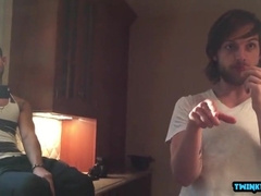 Stepson gets his tight ass drilled and takes a hot load in his mouth