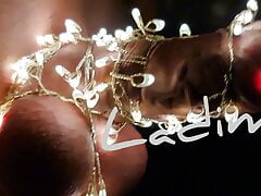 Christmas Cock Cumming in the dark Light Show Close-Up