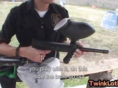 Skinny analfingering solo Spanish twink masturbates cock