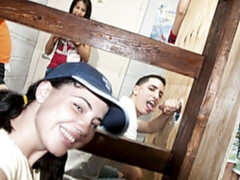 Straight dudes go gay in a glory hole hazing vid