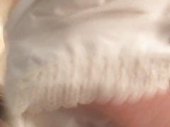 Jerking with wife satin panties and bra cumshot in bra cup