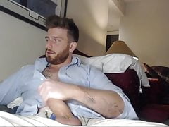 Straight man strokes his humongous hard cock on webcam