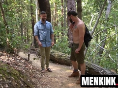 Tristan Jaxx feeds stepson Jackson Fillmore his huge cock in the woods