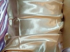 Masturbate and cumshot on sexy satin nightie