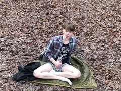 Horny teen boy strokes his massive cock outdoors - Raw - Perfect size for your pleasure - Seductive - Fit