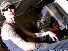 Tattooed skater boy shows off his luscious body