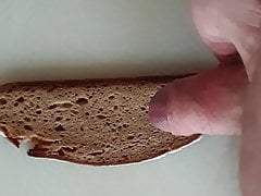 Messy Cumshot on Bread.Stickey Breakfast