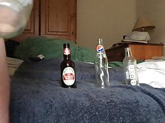 Long foreskin with: four glass bottles