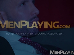 Donato Reyes moans as his bearded lover Scott Carter savors his ass