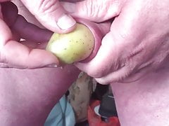 Foreskin with baby oil and a potato