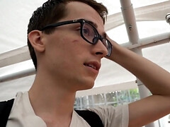 Nerdy fellow Alex Meyer doing it with a blond after classes