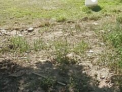 pissing outside