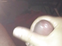 Stroking lubed up cock until I blow a huge hot cum shot