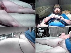 Hairy bush stud enjoys solo male session with sex toy