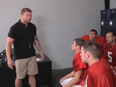 Hot gay twink double anal fucked in locker room