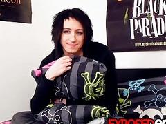 Tattooed twink softly fucks fleshlight