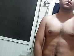 showing his cock all naked in the bathroom