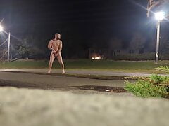 Fully naked jockslut exposed on the road!