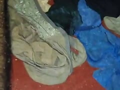 srilankan boy handjob wearing a panty and bra in his bed