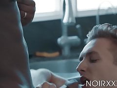 Kinky muscular jock Jackson moans during interracial bang