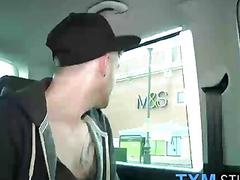 Nasty gay boys having a threesome in a van