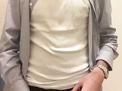Big cock cum in black briefs