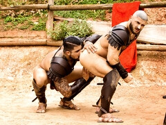 Gladiators fuck in the ass and share dusty hardcore moments