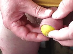 Foreskin with 3 casino chips and 1 lime