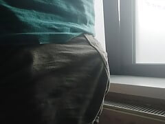 Handplay with big uncut cock