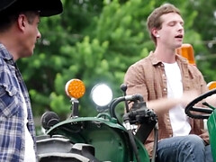 The Latino hunk is helping a man who has a broken tractor
